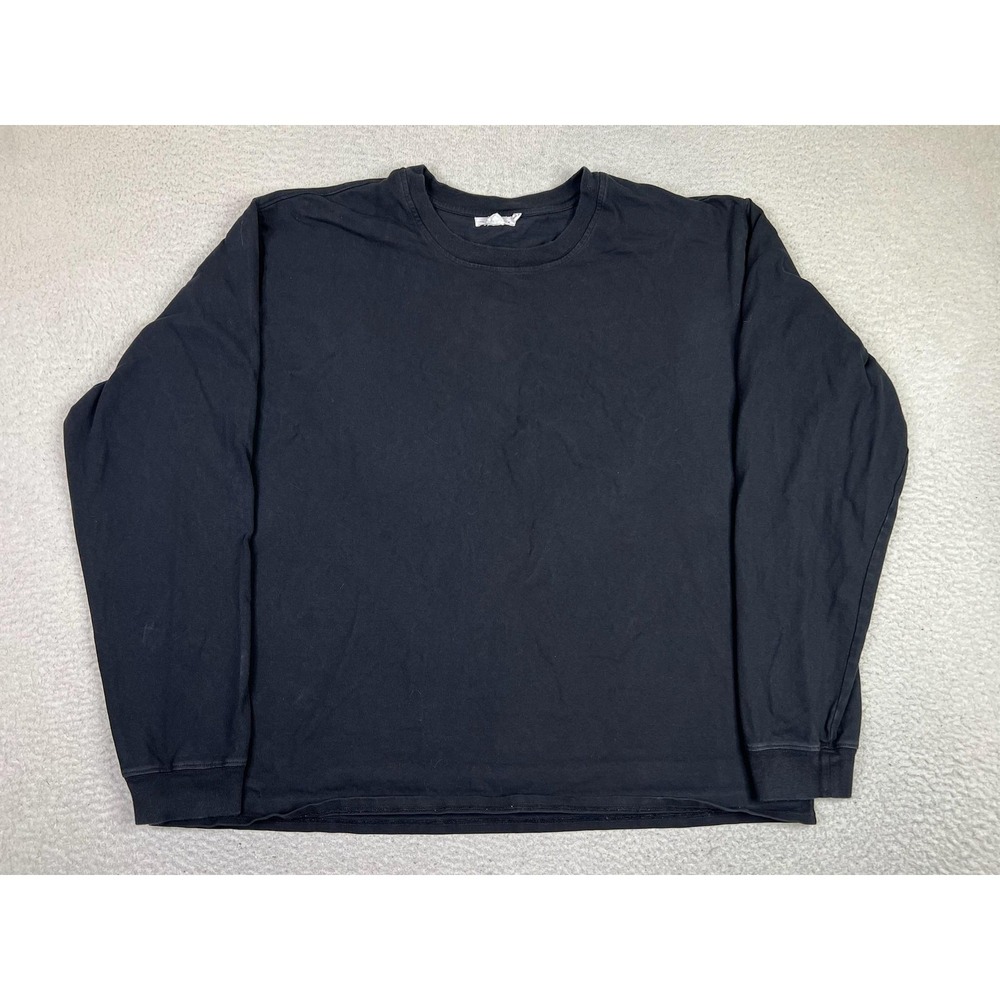 Good American Womens Plus Size 5 Black Long Sleeve Crew Neck Basic T-Shirt Tee